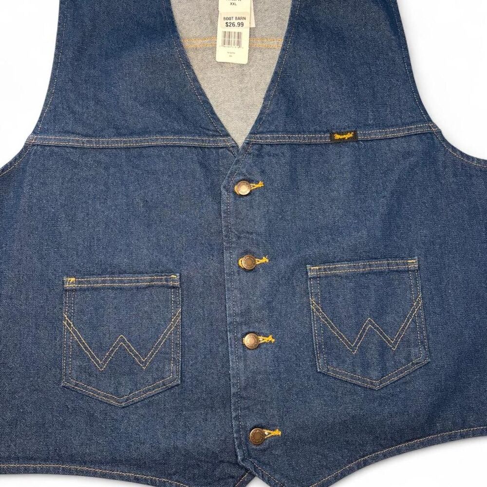 Wrangler Cowboy Cut Denim Vest Mens XXL Blue 100% Cotton Western 74130PW NWT